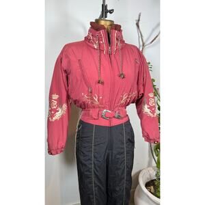 Vintage Apres Ski Snow Suit Women’s Size 8 Pink Skiwear 80s Retro Winter Outfit